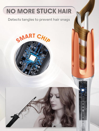 Automatic Curling Iron with smart chip technology, designed to prevent hair tangles and snags for effortless styling.