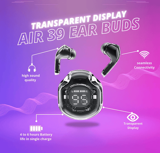 T8 Crystal Wireless Earphones - Transparent (Air 39) 🔥