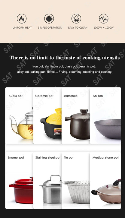 Electric Ceramic Stove with Smart Temperature Control for Home Kitchens