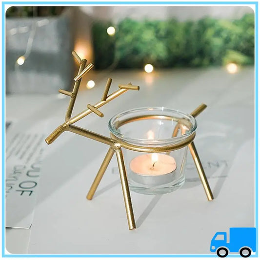 Wrought Iron Fawn Candle Holder