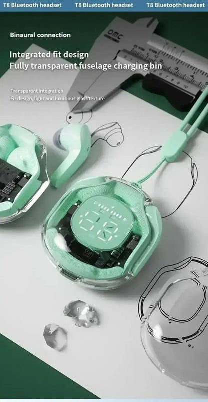T8 Crystal Wireless Earphones - Transparent (Air 39) 🔥