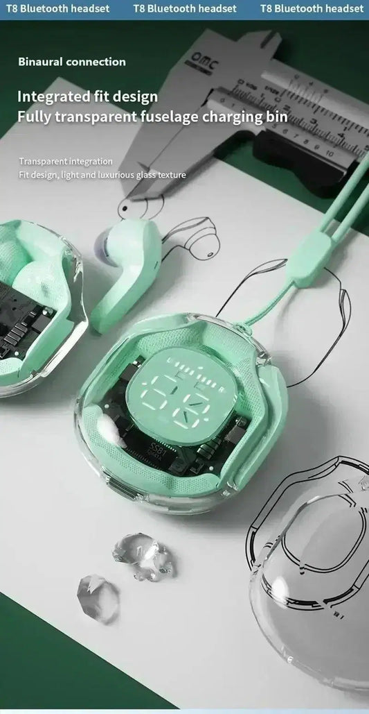 T8 Crystal Wireless Earphones - Transparent (Air 39) 🔥