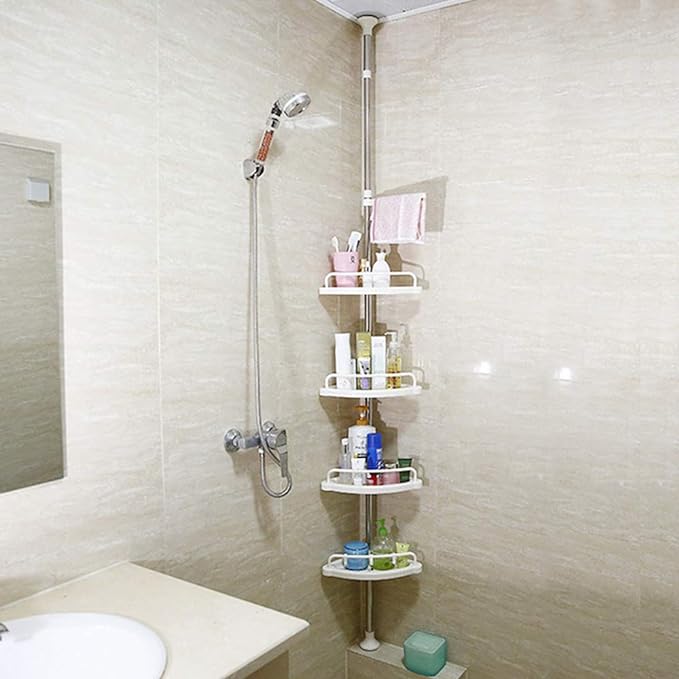 Bathroom Corner Tension Pole Rack